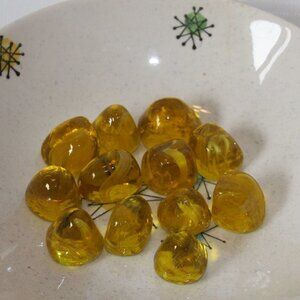 Decorative Golden Amber Glass Nuggets Lot of 12